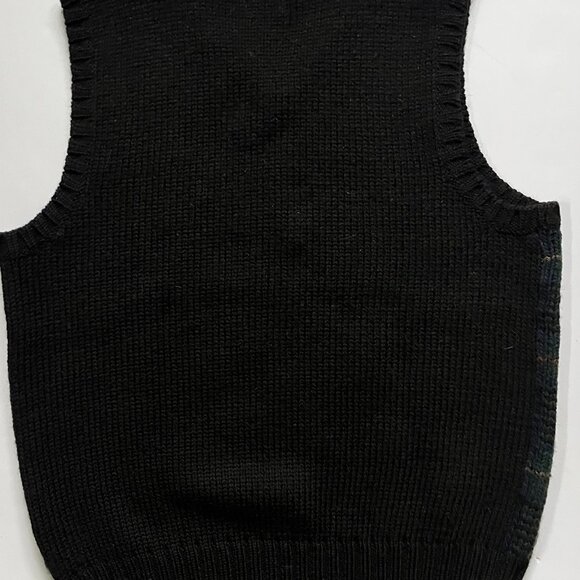 Vintage Y2K Men's Wool Box Plaid Sweater Vest Sz Small Preppy - Picture 2 of 3
